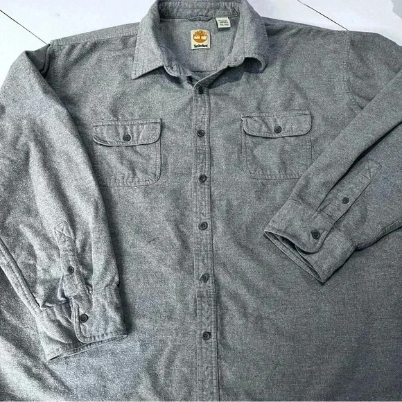 Timberland flannel button down‎ shacket gray mens 3XL warm winter cotton - Picture 1 of 5
